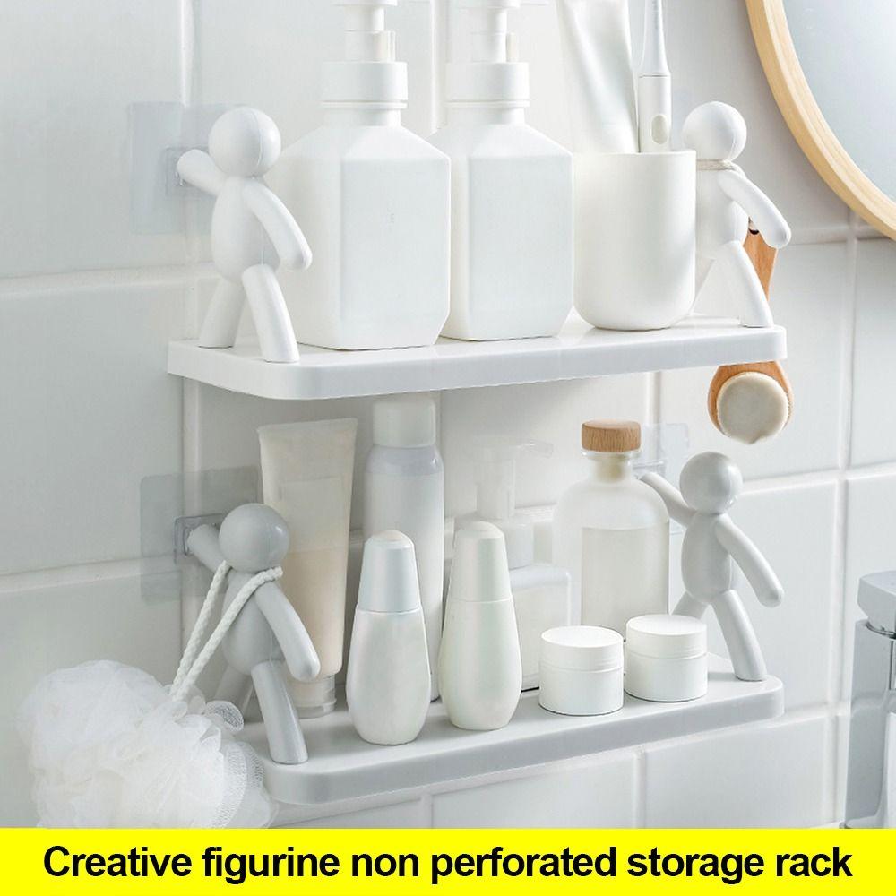 White Color Wall-Mounted Storage Rack Waterproof Design Office Storage Accessories Home Storage