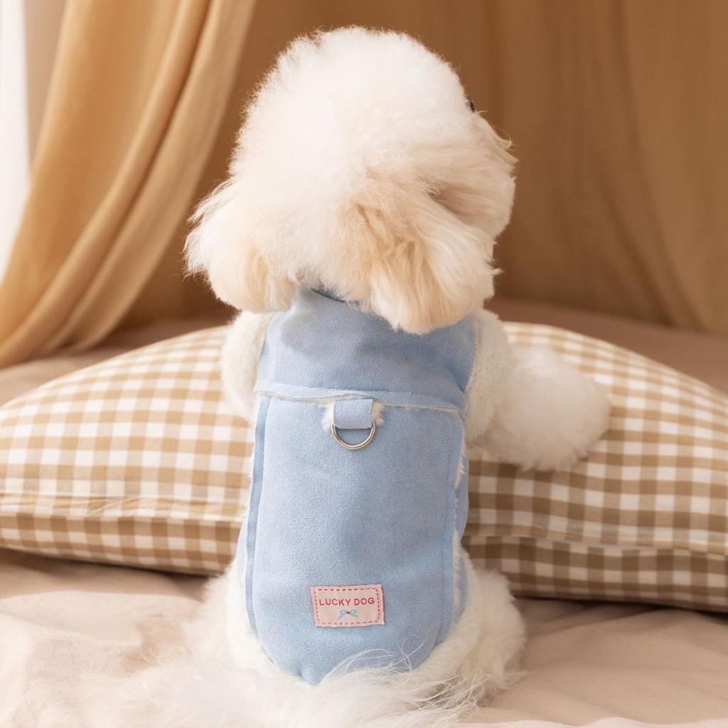 Autumn and winter new fresh suede traction warm thickened vest cotton coat small and medium pet dog cat clothes