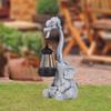 Elephant Figurine with Solar Powered Light Resin Sculpture Adorable 11.5x15.5x28cm Lawn Ornament for
