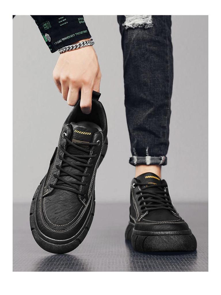 Мужские черные водонепроницаемые нескользящие кожаные туфли шеф-повара и для работы, универсальные повседневные спортивные кеды для скейтбординга