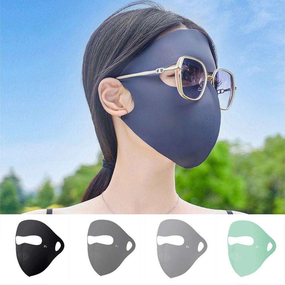 Full-Face Ice Silk Face Cover Reusable Ice Silk Sunscreen Mask Fashion UV Face Mask  Hiking