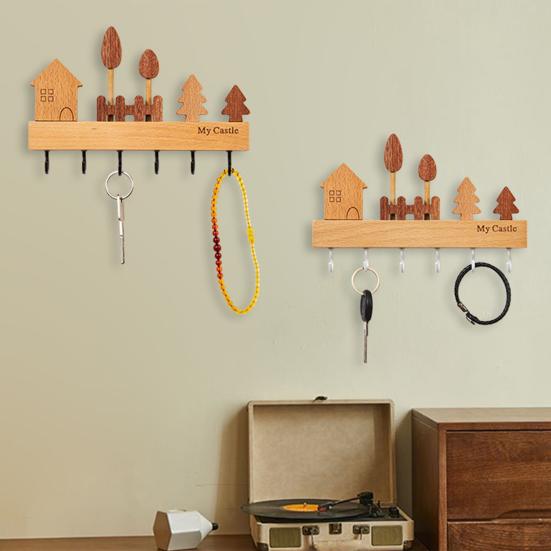 Настенный стеллаж для хранения вещей Крючок для ключей Гладкий край Без заусенцев Простая установка Вход