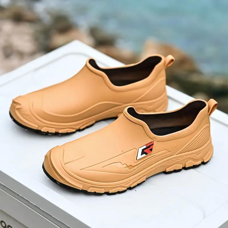 Waterproof and Non-slip Man Shoes Rubber Wear-resistant Rain Boots for Men Mud Rainy Day High Quality Without Lacing Designer