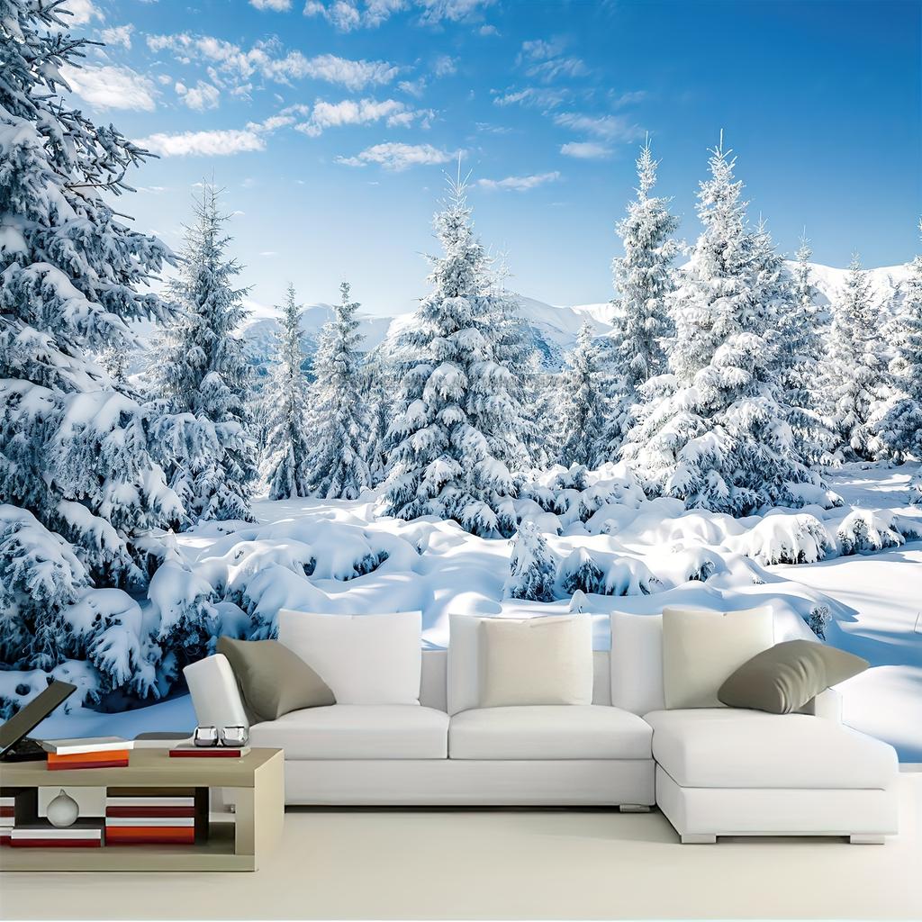 Рождественский гобелен со снежной сценой, полиэстеровый гобелен с черным светом, настенный подвес для гостиной, спальни, офиса, домашнего декора