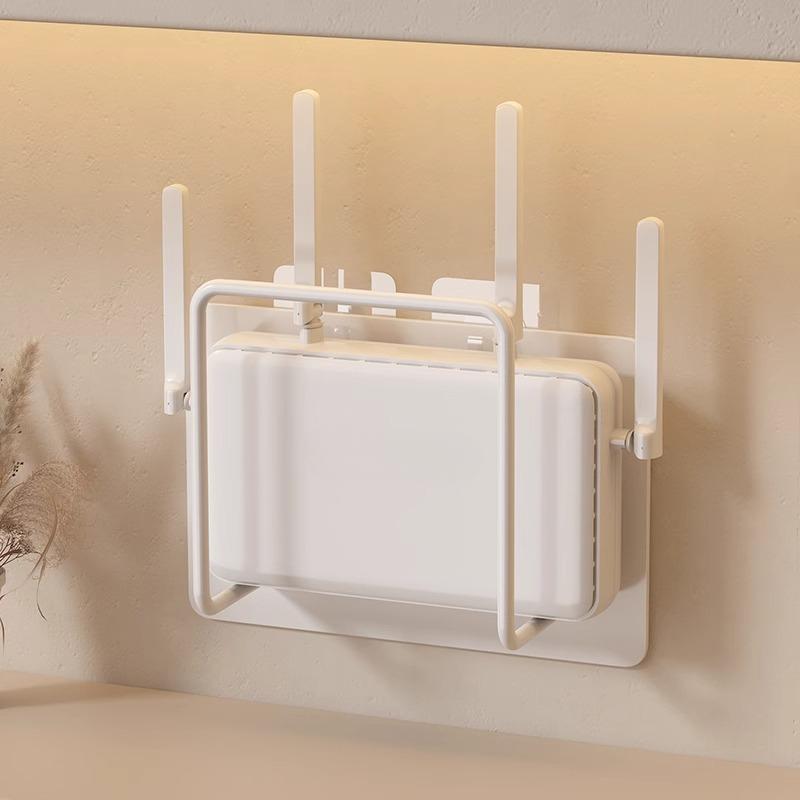 Punch-Free Router Storage Racks Living Room Wall-Mounted Sundries Organization Holders Home Gadgets Metal Plug Row Shelf