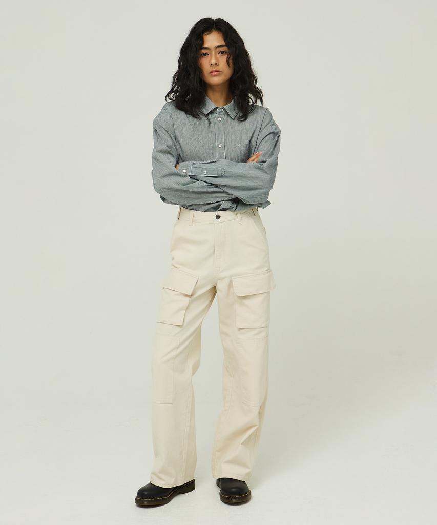 MAGOODGAN Petro 4807 Cotton Canvas Wide Fit Cream Cargo Pants