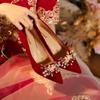 Exquisite Red Stiletto Heel Bridal Wedding Shoes - 2025 New Style Two-Wear Design