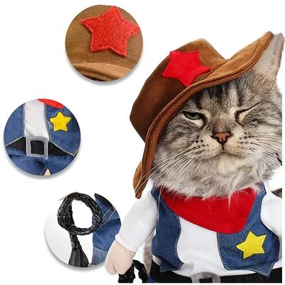 Одежда для кошек, забавный ковбойский костюм для косплея для маленьких и средних собак, кошек, кошек, наряды для щенков, новинка, наряды для котят, товары для домашних животных