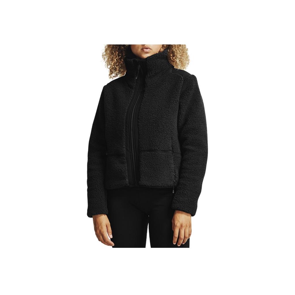 Under Armour Legacy Sherpa Printed High Neck Warm Training Jacket Women Jacket Black 1357479-002