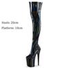 20CM Sexy Women Laser Patent Leather Zip Long Boots Sexy Stripper Shoe Pole Dancing Shoes Round Toe Boots