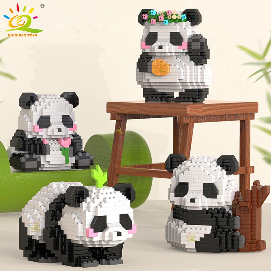 Mini Cute Panda Micro Building Blocks 3D Diamond Model Animals Bricks DIY City Construction Toys for Children Kids