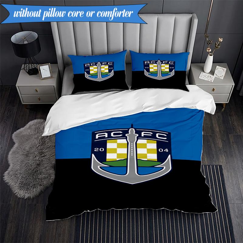 3PCS Auck-land Football Club Printed Soft Bedding Set,Including 1pc Duvet Cover And 2pcs Pillowcases Perfect for Bedroom, Dormitory, Fan gift