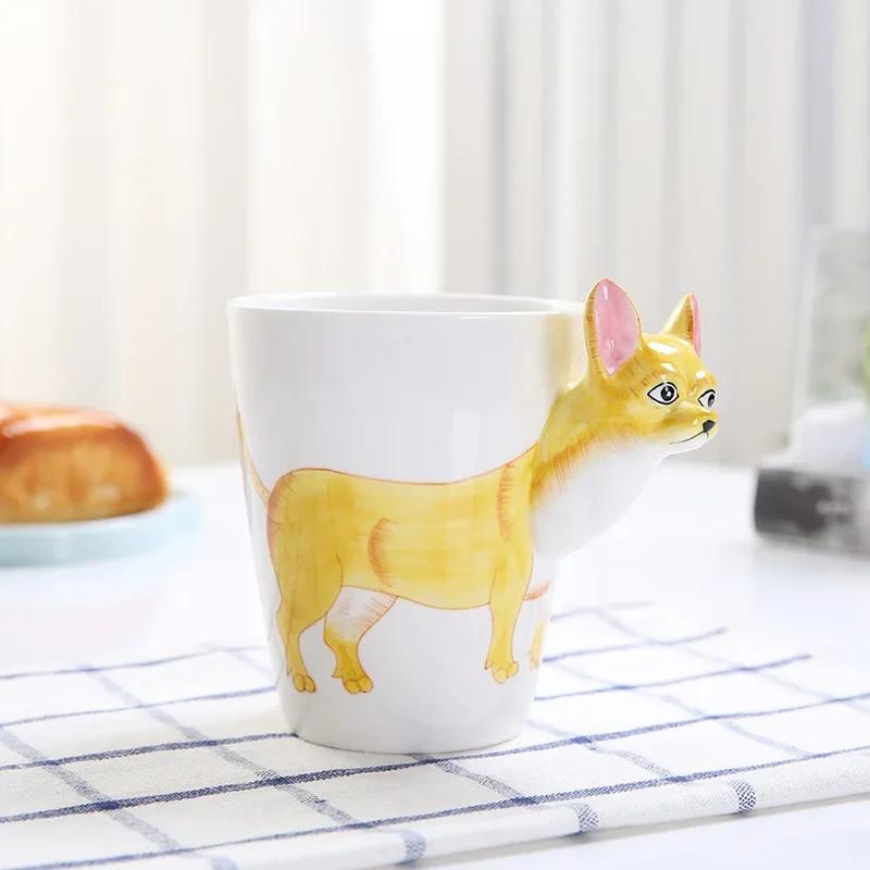 3D трехмерная чашка для воды с изображением животных из мультфильма, высокотемпературная керамическая кружка для молока, кофе, чая, детей, кружка для воды, домашняя кружка
