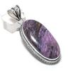 Natural Russian Charoite Gemstone 925 Sterling Silver Jewelry Pendant 2.40" J1d28