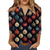 Women's T Shirt Print Button 3/4 Sleeve Daily Weekend Fashion Basic V- Neck Regular Top