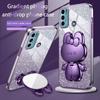 Cute 3D Rabbit Makeup Mirror Stand Plating Case For Motorola Moto G60 G50 G30 G20 G10 G82 G72 G62 G52 G42 G32 G22 Protect Cover