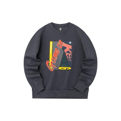 Anta Life Series FW22 Пуловер с принтом, длинный рукав, толстовка унисекс, темно-серый 152238705-4