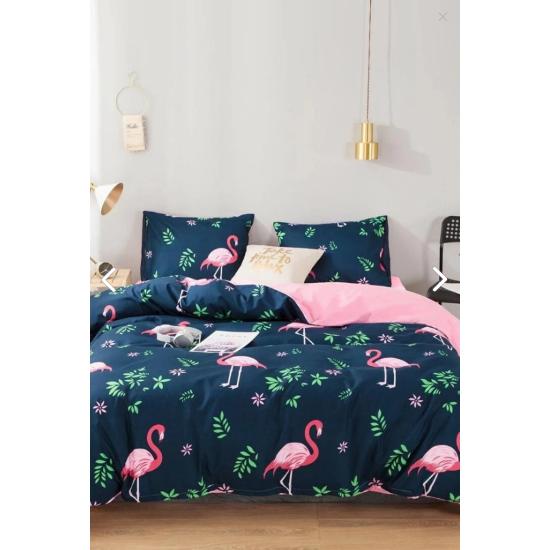 Elastic Single Double-Sided Duvet Cover Set/flamingo