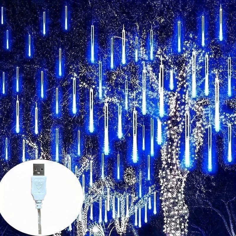 USB Светодиодные гирлянды в виде метеоритного дождя, уличные рождественские украшения для дома, для свадьбы на открытом воздухе, на Новый год, на Рождество
