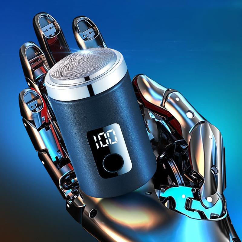 Мини-электробритва для мужчин с дисплеем питания, портативная, для деловых поездок, триммер для бороды, перезаряжаемая бритва с зарядкой через USB TypeC