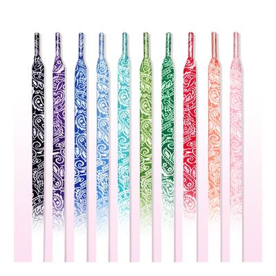 Шнурки для кроссовок с цветком кешью, качественные шнурки из ткани с градиентом, модные плоские шнурки 0,8 см для обуви 120/140/160 см