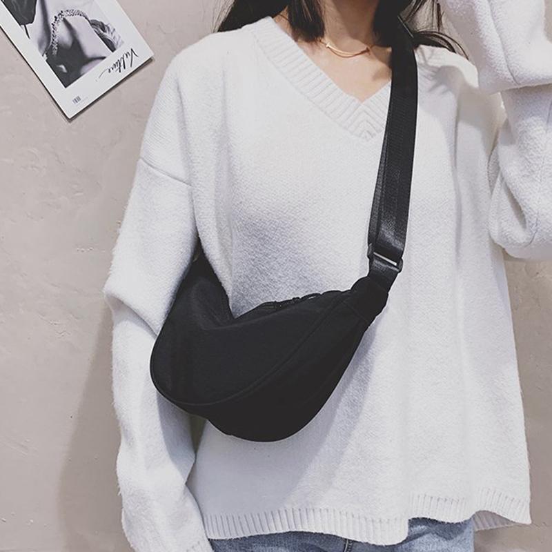 Yogodlns Casual Nylon Shoulder Dumpling Bag Light Crossbody Bag Large Capacity Waist Bag Fashion Half-moon Hobo Bag Clutch