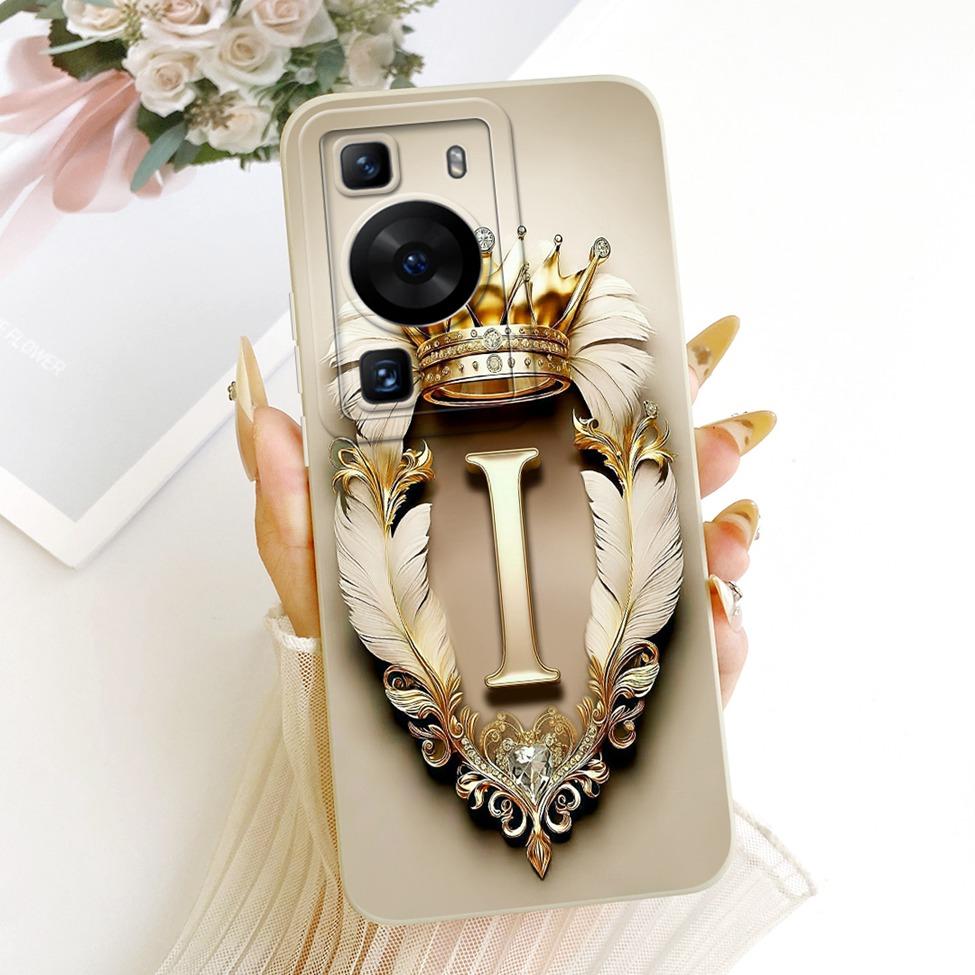 Чехол для Huawei P60 LNA-LX9 Чехол для Huawei P60 Pro MNA-AL00 Роскошный силиконовый чехол с 2D рисунком букв от A до Z