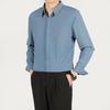 High End Casual Solid Color Long Sleeved Shirt No Ironing Loose Hanging Feeling Shirt Men's Handsome Top