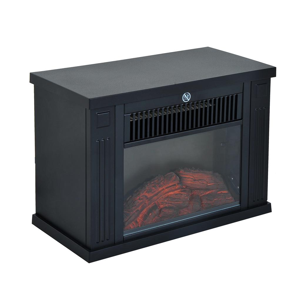 Tabletop Electric Fireplace Black 600/1200W Flame Effect Adjustable Temperature