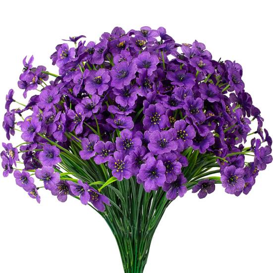 Пучок искусственных фиалок Устойчивые к УФ-лучам Искусственные цветы Реалистичные Не выцветающие Искусственные растения Фиолетовые кусты для уличного Домашнего оконного ящика Украшения для крыльца