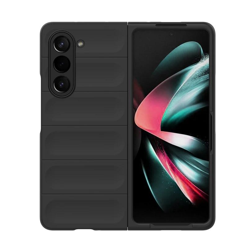 Для Samsung Galaxy Z Fold5 4 3 5g Задняя крышка Чехол для телефона Мягкий Жидкий Силикон Противоударный Бронезащитный Чехол Funda Coque