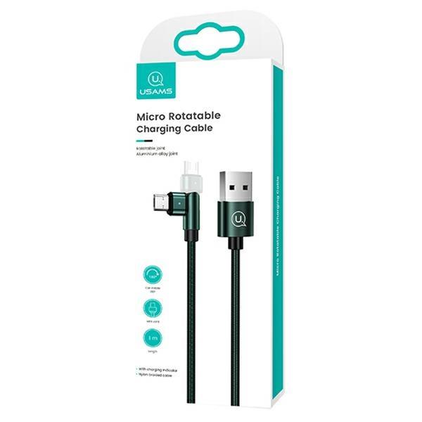 USAMS Braided Swivel Cable U60 2AmicroUSB green/green 1m SJ478USB02 (US-SJ478)