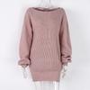 Autumn Winter Boat Neck Loose Casual Sweater Women Solid Color All-match Knitting Pullovers Top