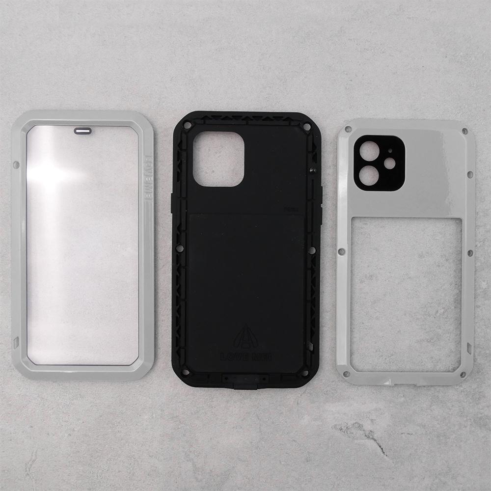 Love Mei iPhone 12 Case, Armored with Glass, Gray