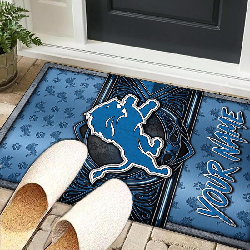 Custom NameDetroit-Lions Team Carpet, Indoor Rug, Chair Rug, Living Rooms, Doormat Made From Polyester Home Decor Birthday Christmas Gifts