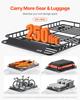 Roof Rack Basket, 1625 x 990 x 105 mm, Universal Rooftop Cargo Carrier with 1120 x 870 x 260 mm Cargo Bag, Net, Ratchet Straps, 113.4 kg Max Load