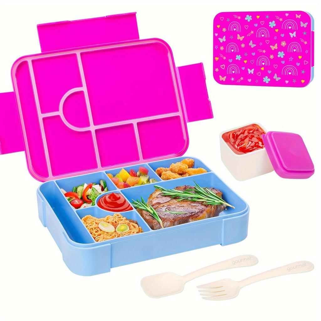 Large Capacity Bento Lunch Box Set with Leak-Proof Sealing Divided Fresh-Keeping Food Container with Fork Spoon for School Kids