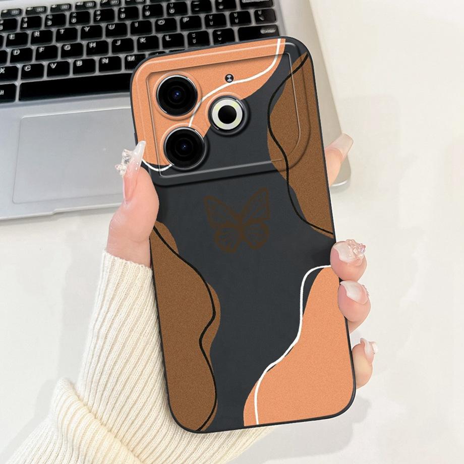 Для Tecno Pova 6 Neo Pova6Neo Чехол Жидкий Силикон Мягкий ТПУ Задняя Крышка 2024 Модный Телефон Funda Готический Черный Ночной Бампер