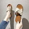 Cross Slippers Women's Summer Outer Wear 2025 New Fashion Outer Wear Beach Slippers Flat Bottom Internet Celebrity Cross Cool Slippers Women