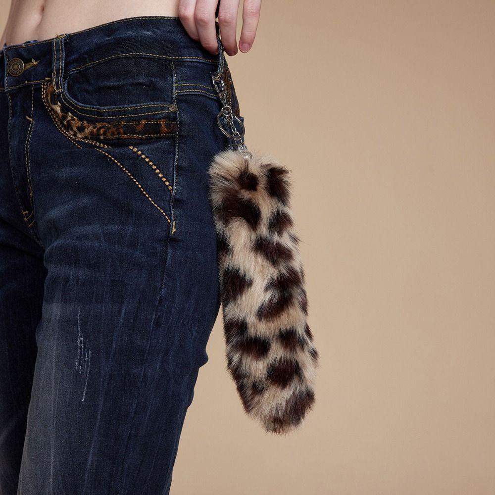 Retro Tail Hanging Keychain Long Hair Plush Tail Keyring Sweet Cool Bag Charms Purse Handbag
