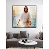 Watercolor Jesus Walking On Water Canvas Painting  Christian Wall Art with Jesus Laughing Picture Christs Embrace Home Decor Pos