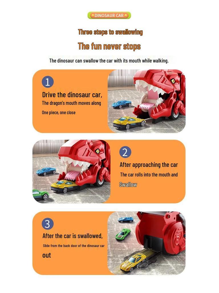 Dinosaur Devour Car Track Toy for Boys - Educational Inertial Vehicle Set & Gift