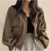 Women's Spring and Autumn Loose Retro Corduroy Jacket Solid Color Casual Comfortable Simple Top