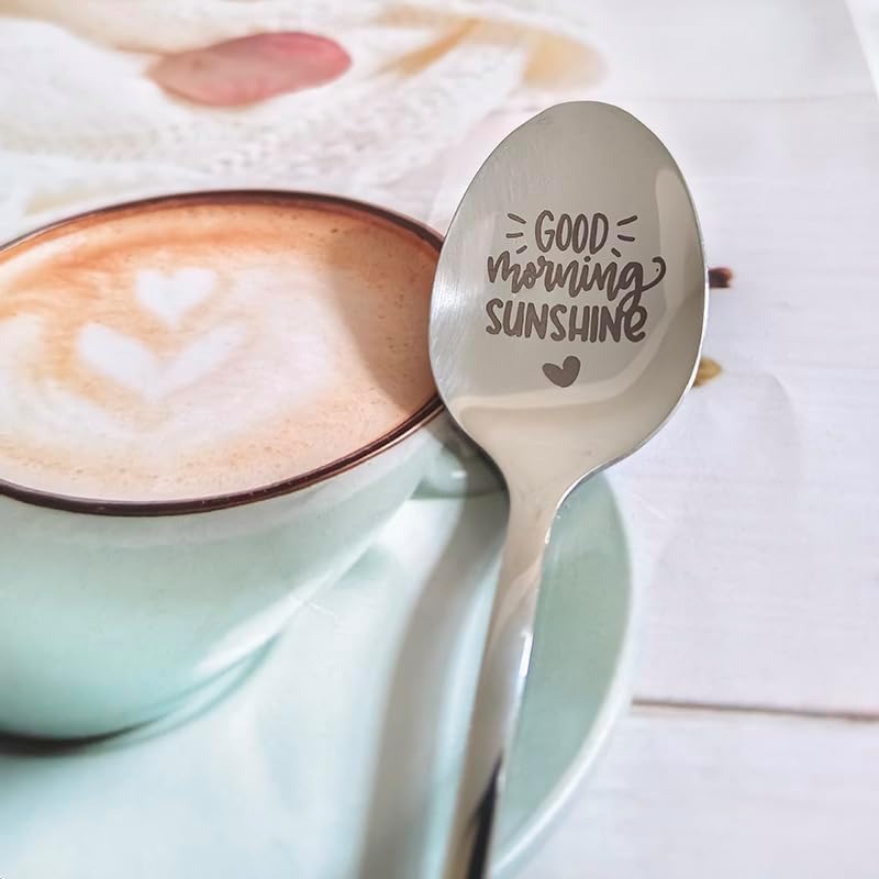 Anniversary Birthday Gift for Wife Best Friend Good Morning Sunshine Spoon Gifts for Mom Granddaughter Coffee Tea Lovers Gifts for Sister Grandma