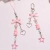 Goth Y2K Phone Charm Bow Keychain Pendant Kawaii Key Chain Bag For Girls Women Guitar Strap Lanyard Beaded Keychain Pendant