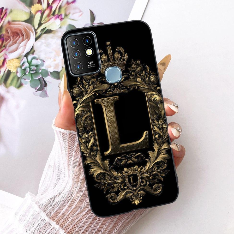 For Infinix Hot 10 Case Cover Luxury A-Z Letters 2D Painted Silicone Bumper For Infinix Hot10 X682B X682C Casing