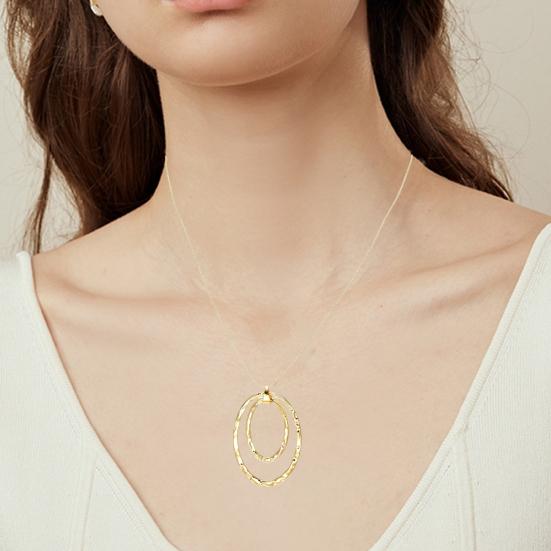 Женское ожерелье, преувеличенный двухслойный обруч, подвеска, свитер, цепочка с гальваническим покрытием, змеиная кость, легкая одежда, аксессуар для повседневной носки