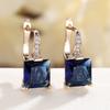 Square Blue Rainbow CZ Zircon Dangle Earrings for Women Fashion Gold Color Drop Earrings Daily Fine Jewelry
