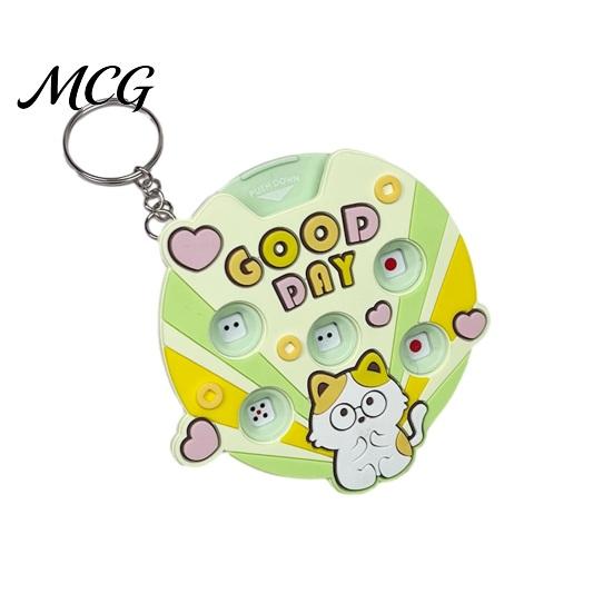 Colorful Keychain Pendant Pendant, Cartoon Macaron Patterns Key Chain with Metal Ring, Press Spin Dice Wheel Mini Games Educational Toy, Portable