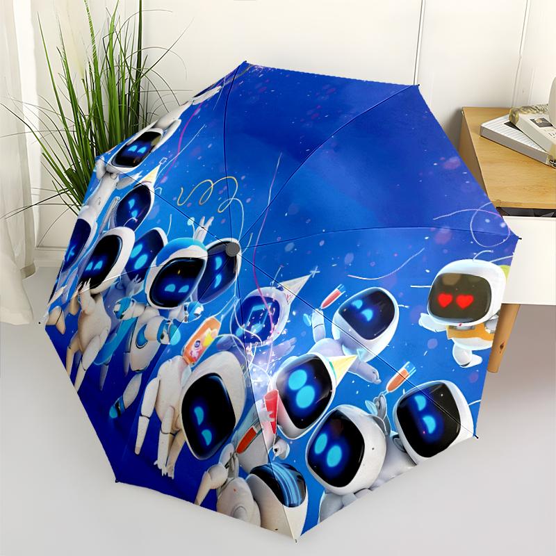 Автоматический зонт Astro Bot4 Print, 8 спиц, железный каркас, пластиковая ручка, подходит для путешествий на открытом воздухе и на каждый день, идеальный подарок